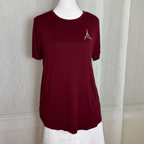 Albion L Burgundy Crewneck Short Sleeve Tee - Picture 1 of 10